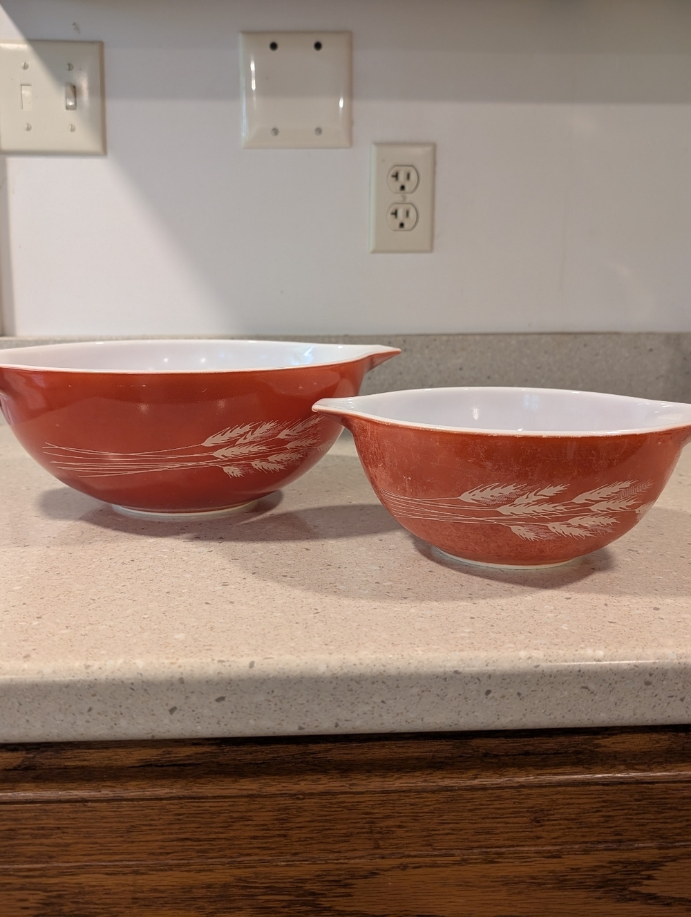 Pyrex Orange Wheat Mixing Bowls (2)